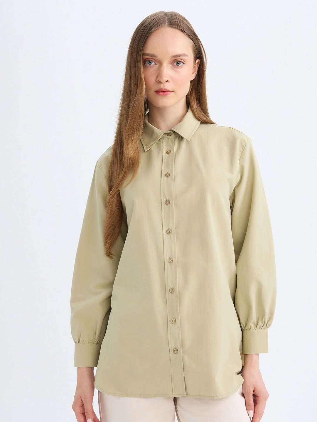 

DeFacto Women Shirt Collar Tunic, Beige