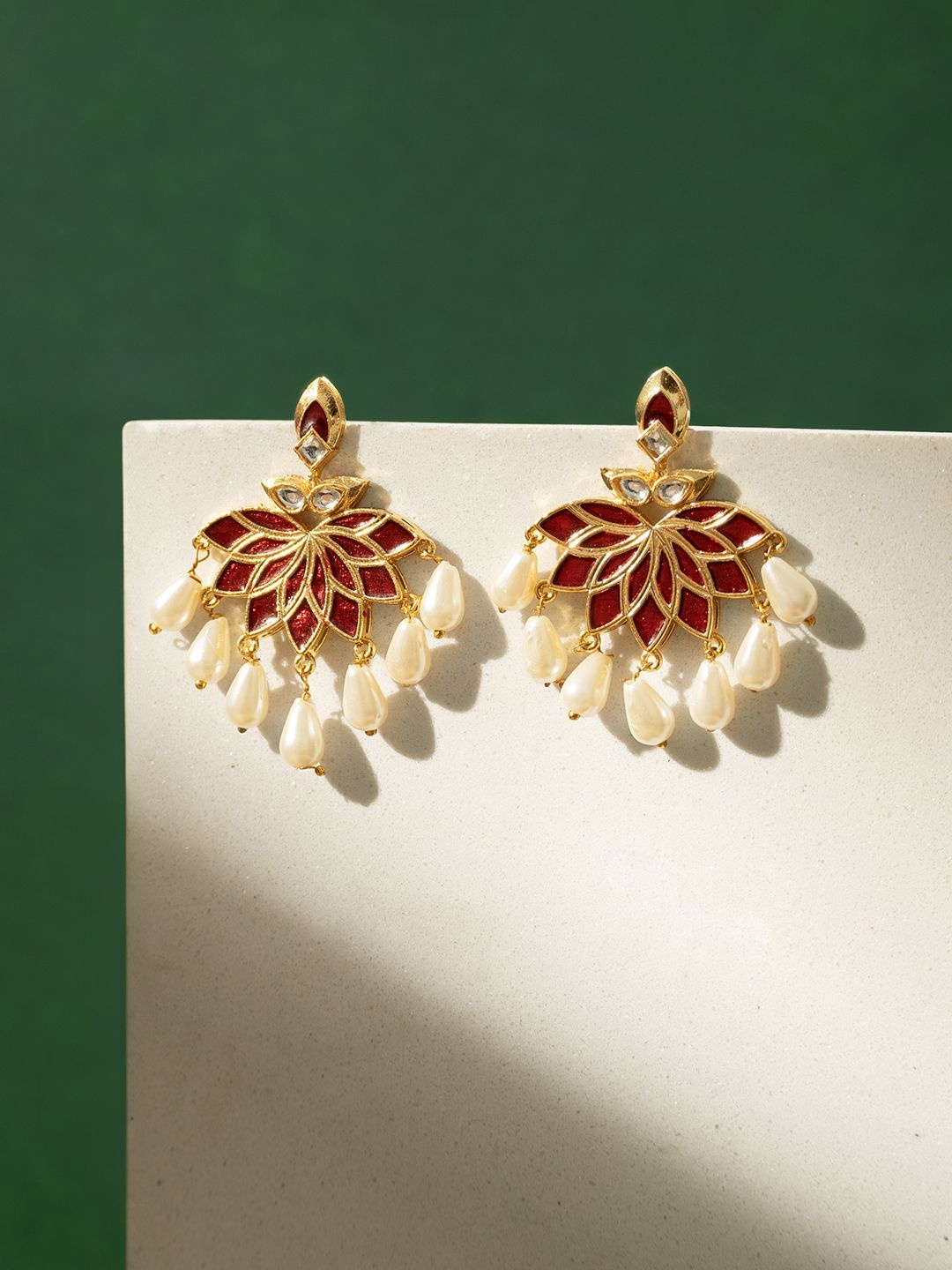 

TEEJH Contemporary Drop Earrings, Maroon