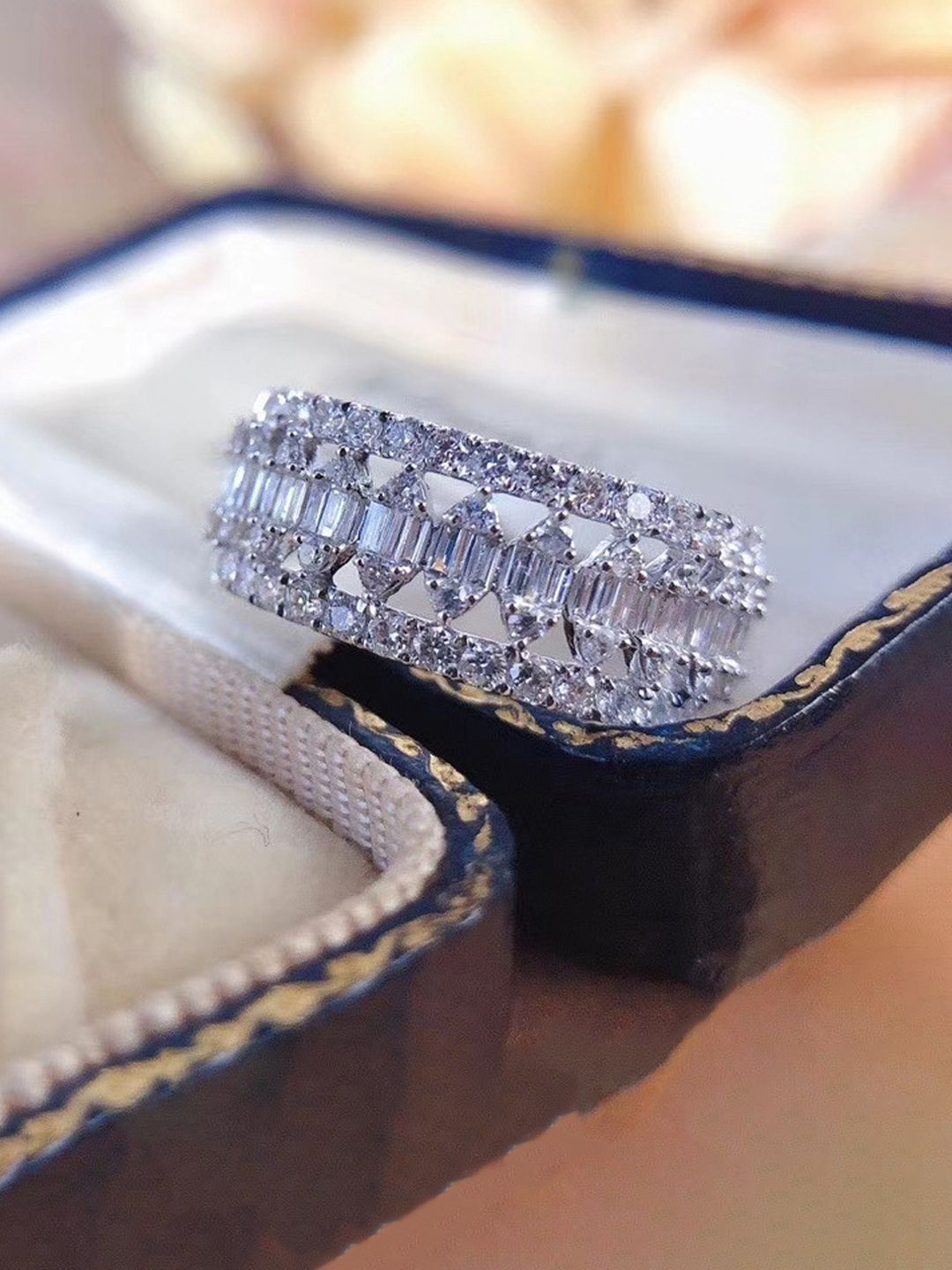 

Jewels Galaxy Silver Plated American Diamond Stone Studded Adjustable Finger Ring