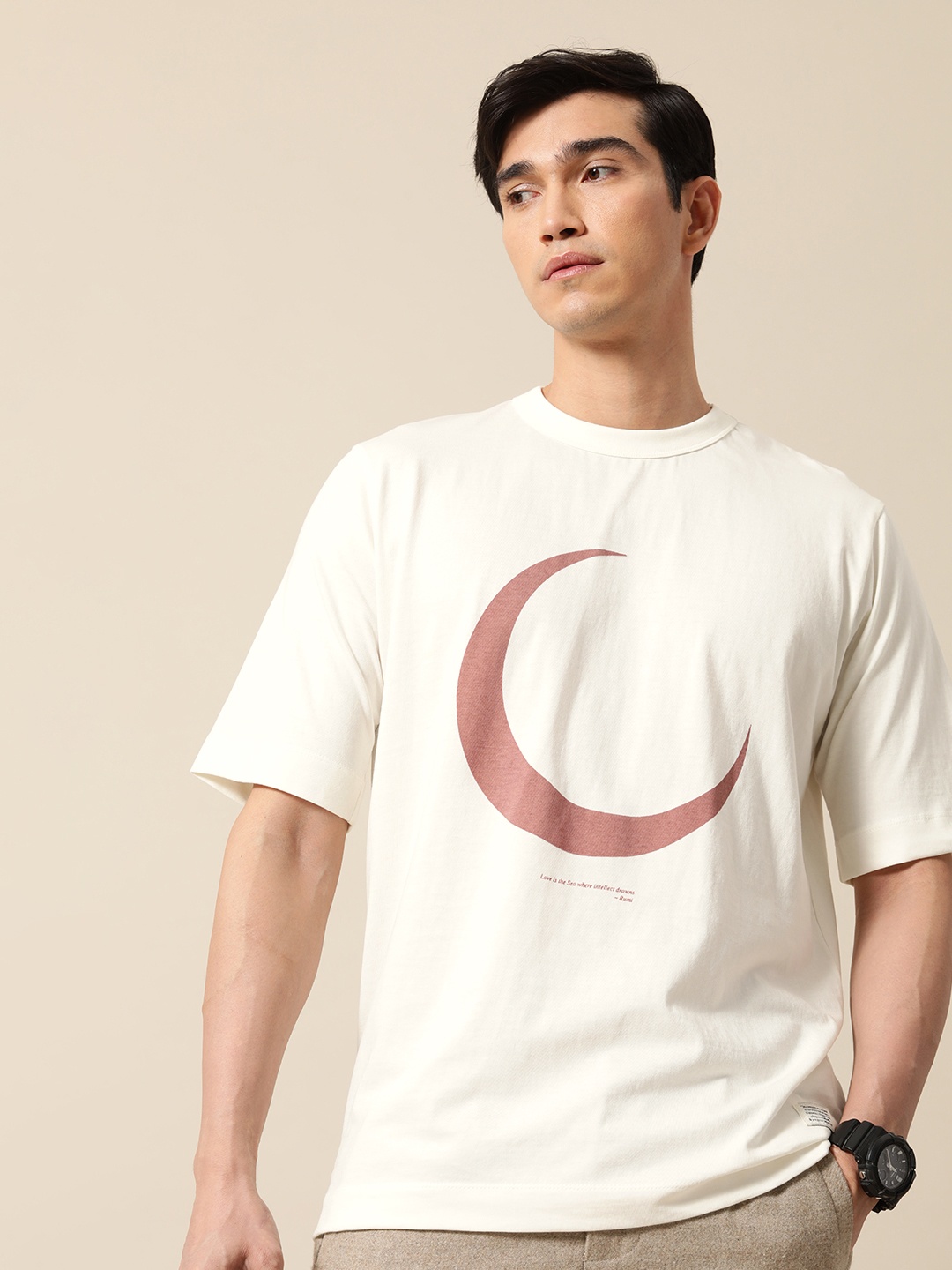 

Mr Bowerbird Men Round Neck Printed Pure Cotton T-shirt, White