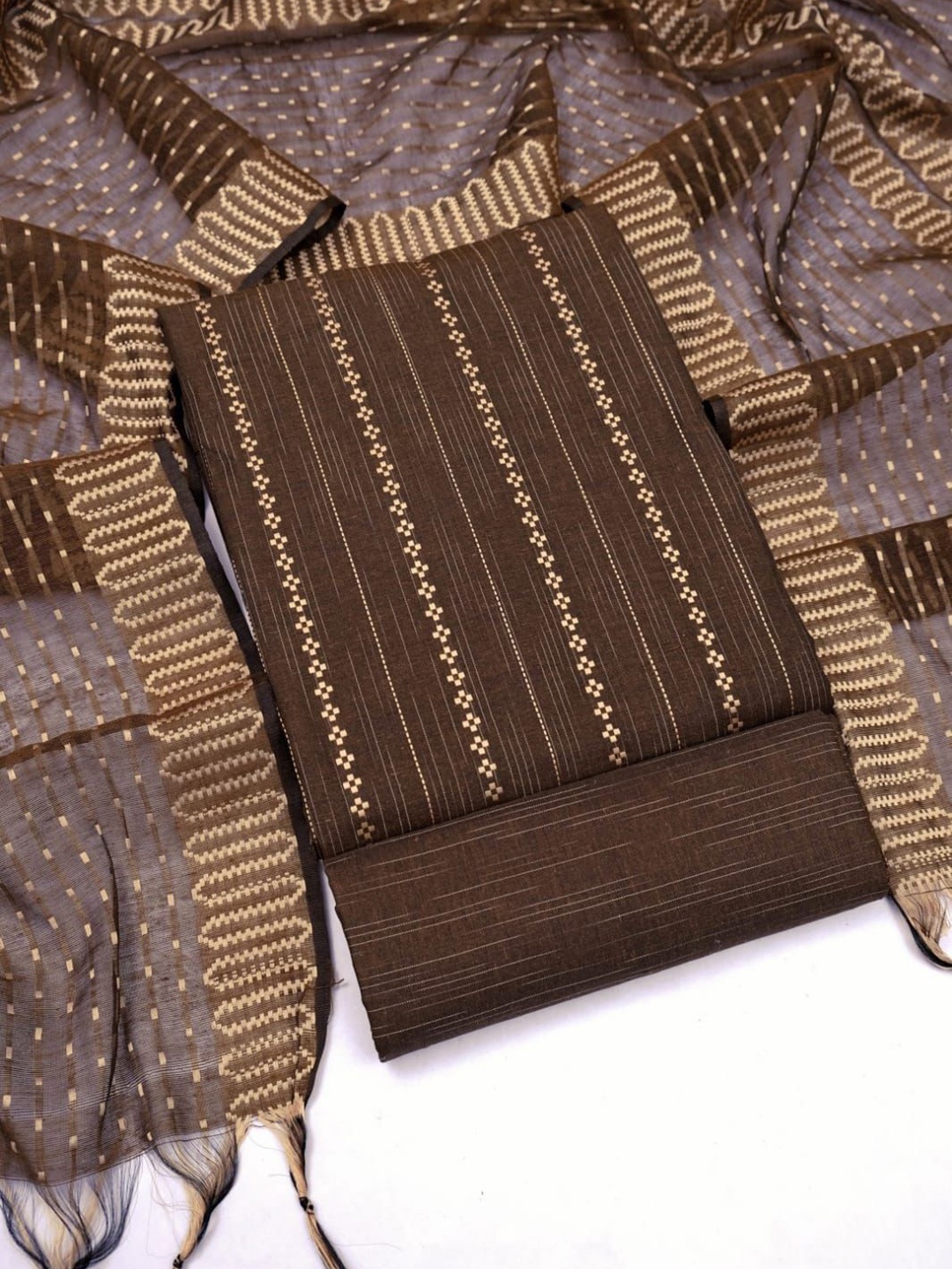

Suha Unstitched Dress Material, Coffee brown