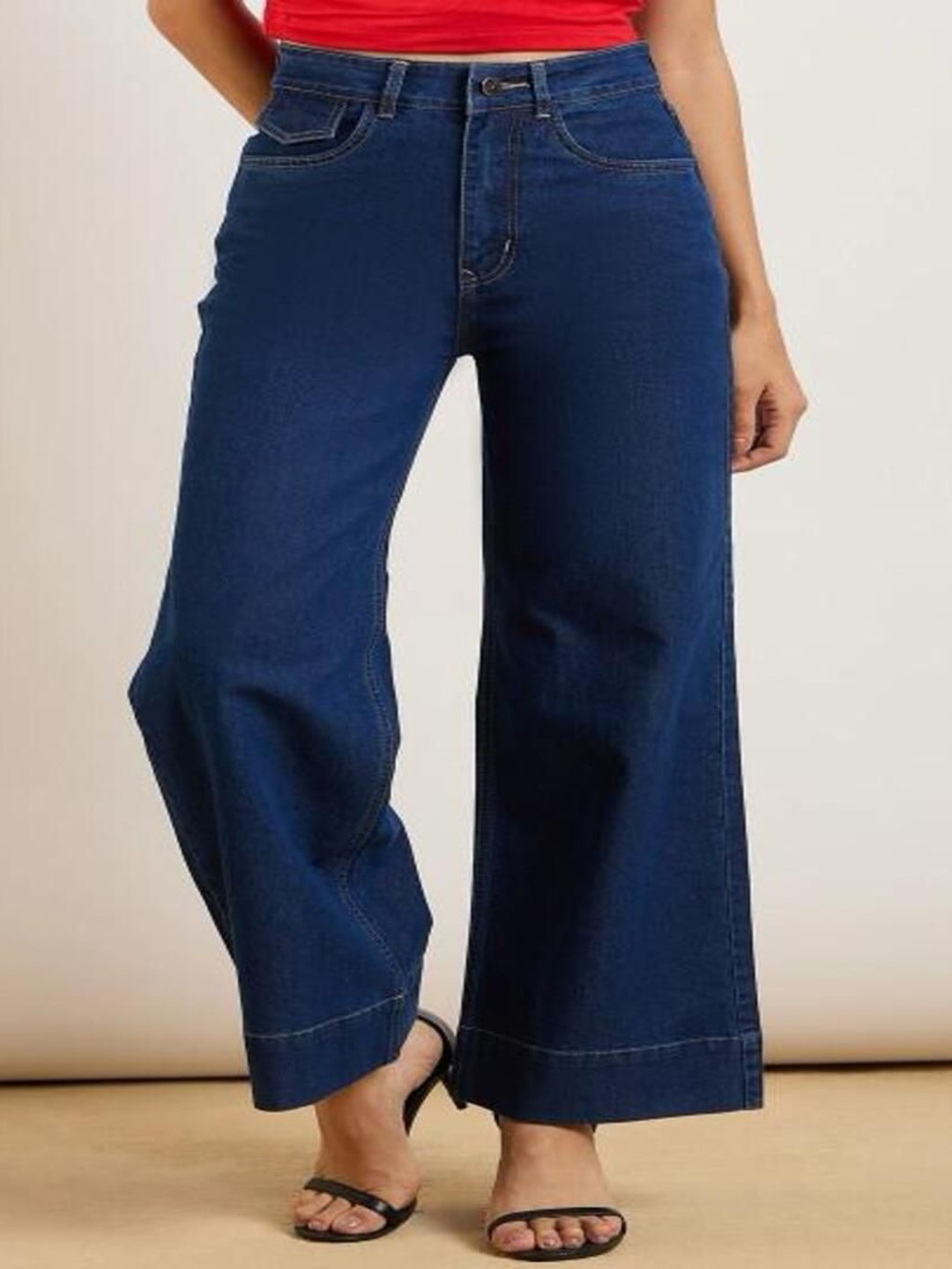 

Perfect Outlet Women Wide Leg High-Rise Stretchable Jeans, Blue