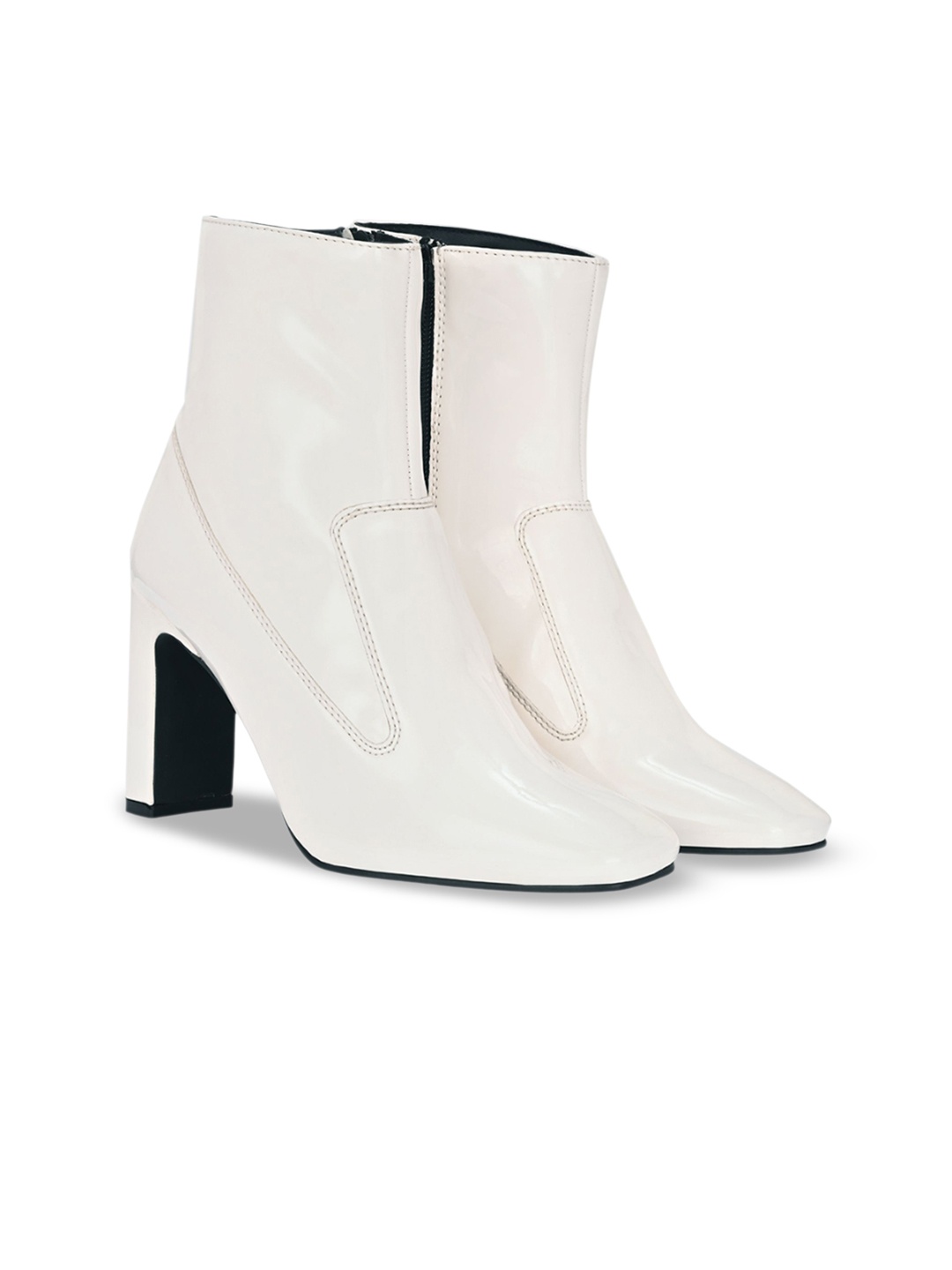 

ADORLY Women Round Toe Block Heel Boots, White