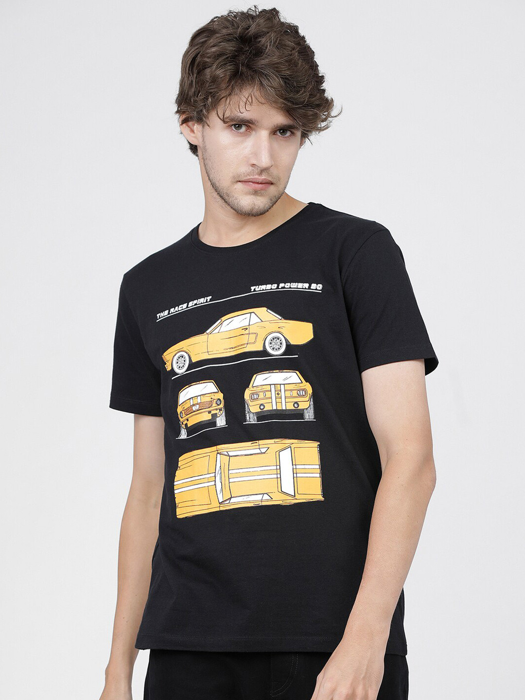 

LOCOMOTIVE Men Black Graphic Printed T-shirt