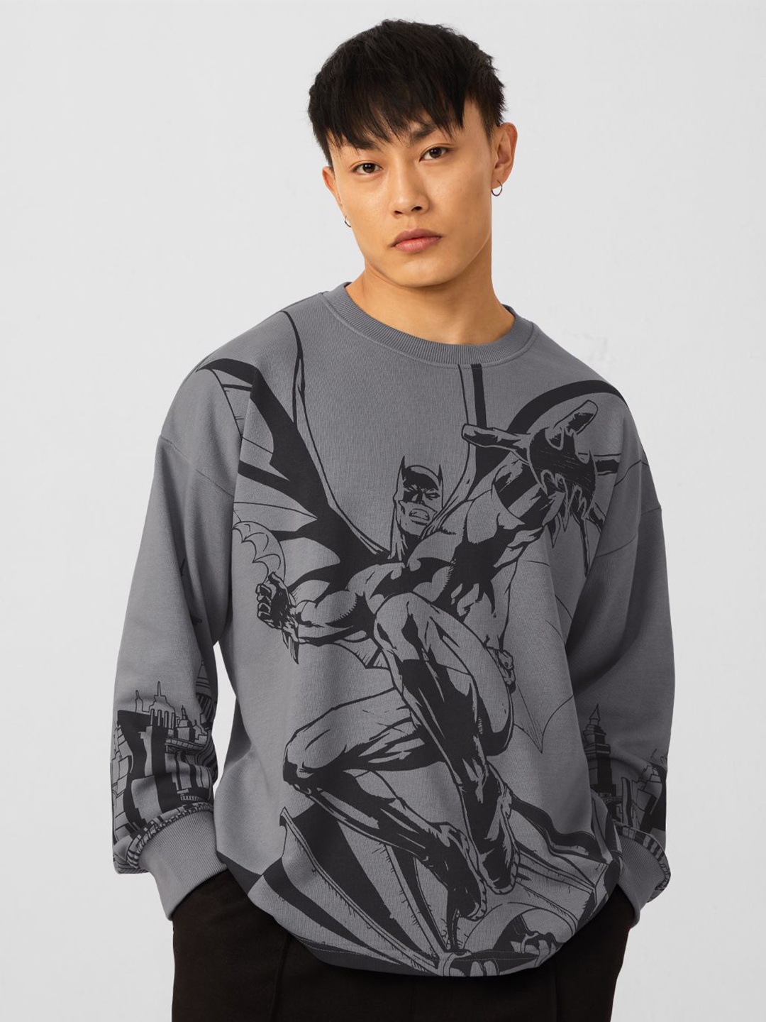

The Souled Store Men Printed Long Sleeves Round Neck Sweatshirt, Grey