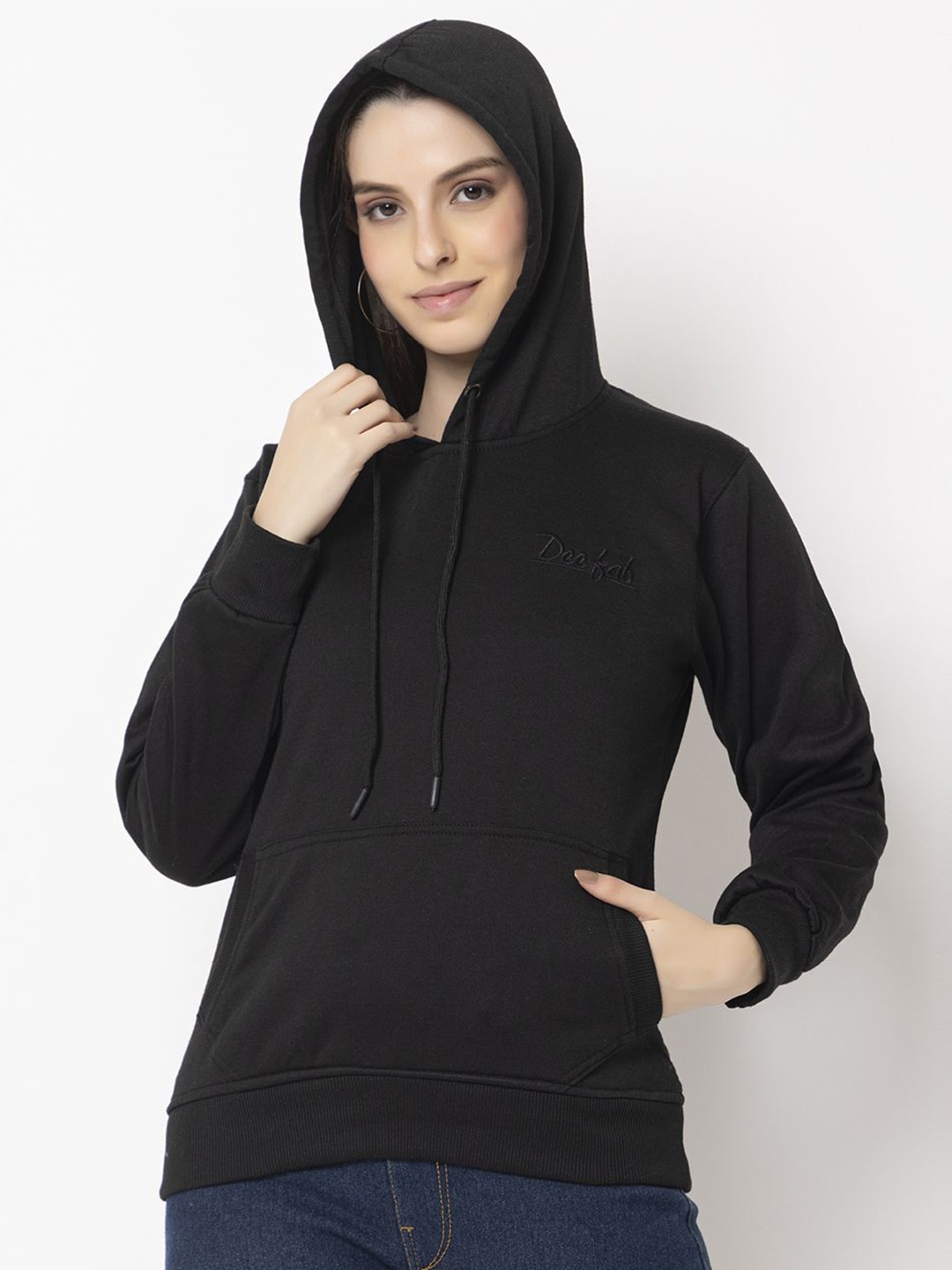 

Deefab Women Hooded Pullover Casual Sweatshirt, Black