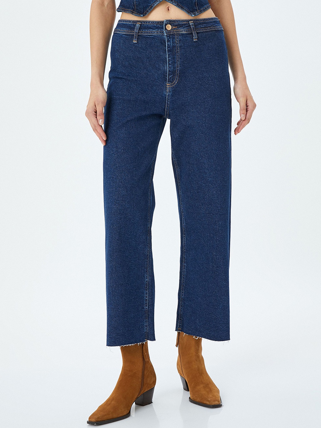 

Koton Women Regular Fit Mid-Rise Parallel Trouser, Blue