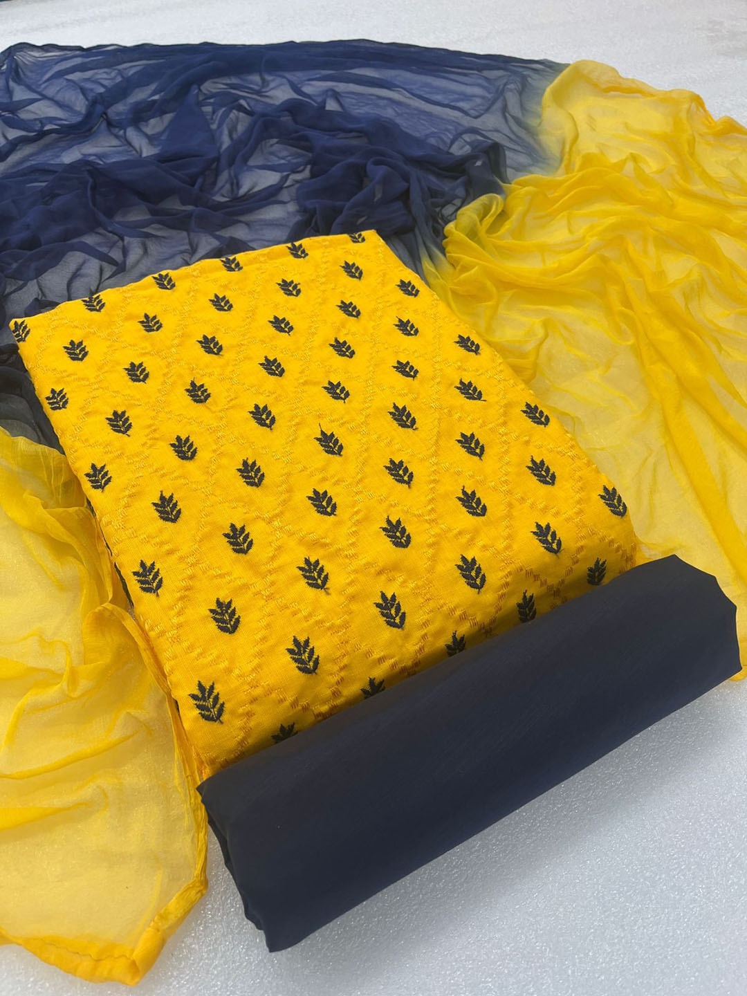 

Suha Unstitched Dress Material, Yellow