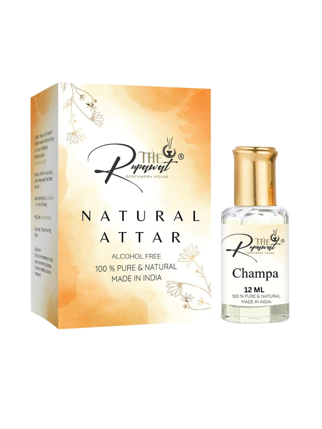 

THE RUPAWAT Perfumery House Champa Pure & Natural Alcohol-Free Attar -12 ml, Transparent