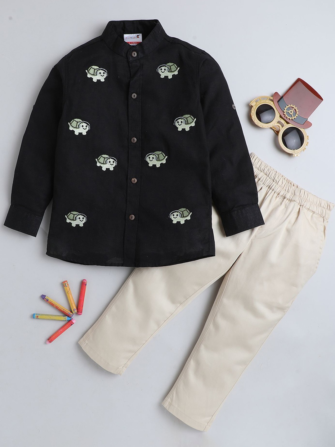 

BAATCHEET Boys Shirt with Trousers, Black