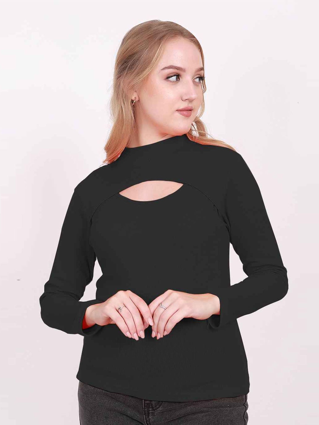 

BAESD Women Keyhole Neck Top, Black