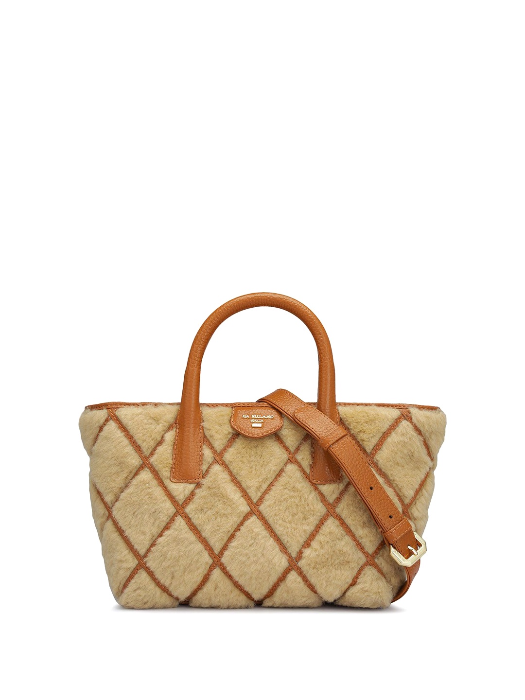 

Da Milano Leather Structured Satchel, Orange