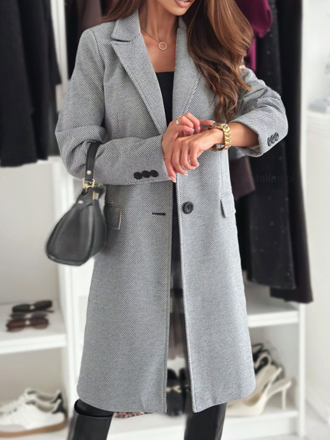 

StyleCast Women Regular Fit Notched Lapel Cotton Overcoat, Grey