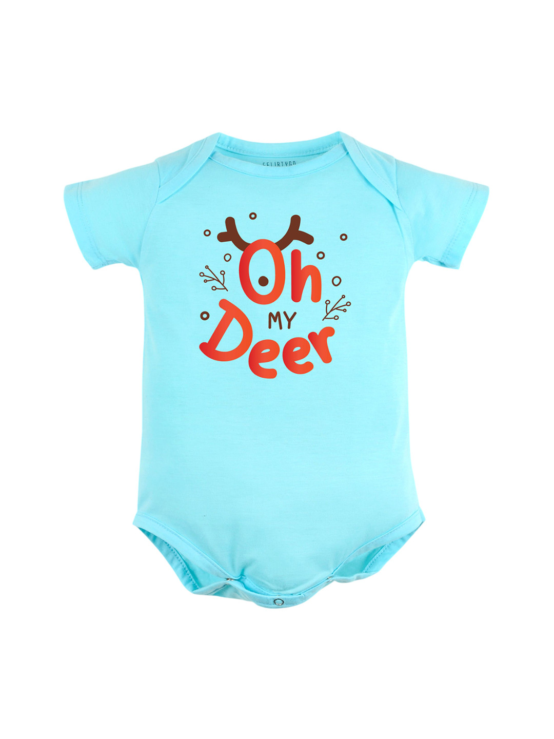 

FFLIRTYGO Infants Printed Pure Cotton Bodysuit, Turquoise blue