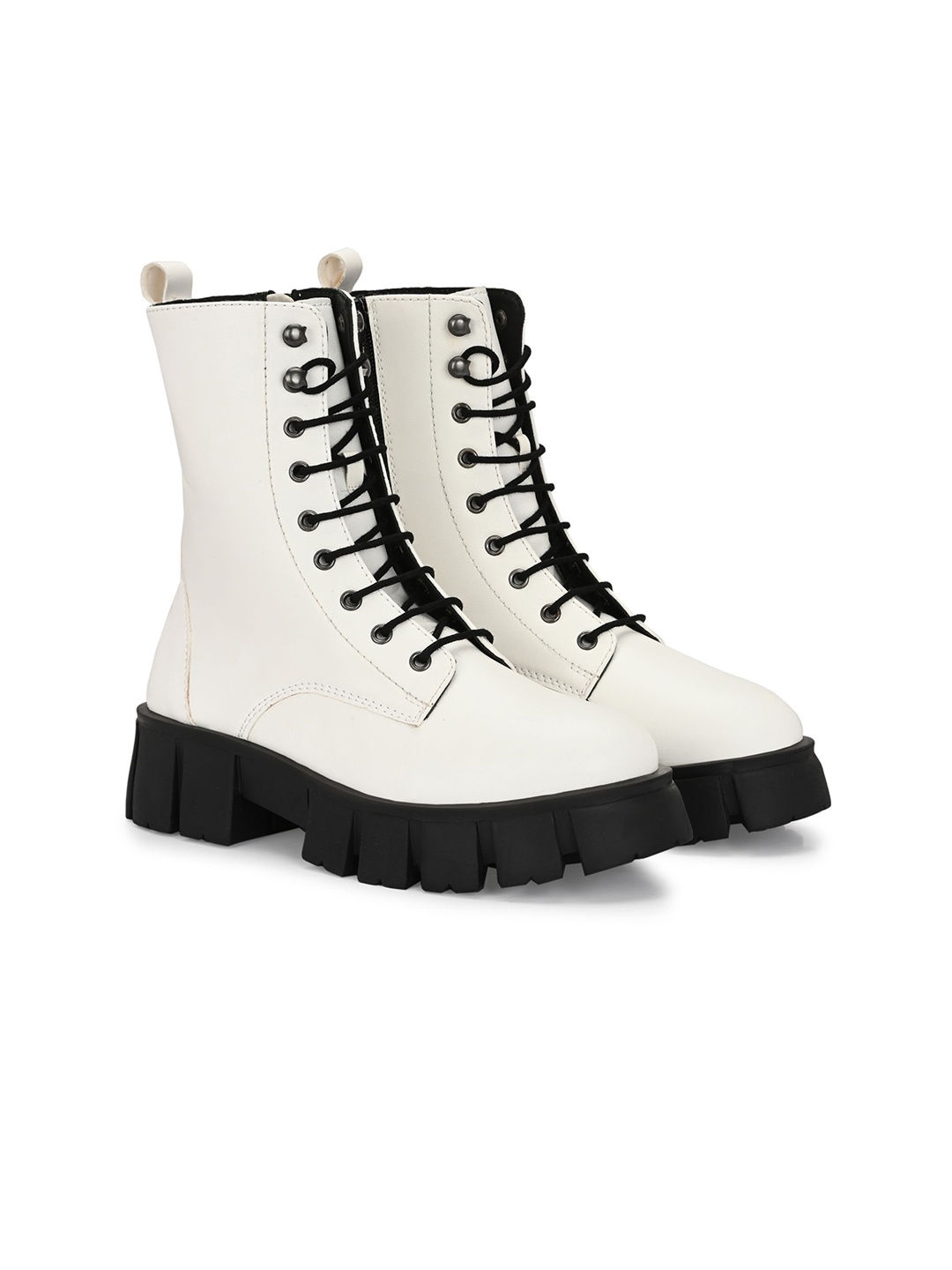

ADORLY Women Lace-Ups Platform Chunky Boots, Off white