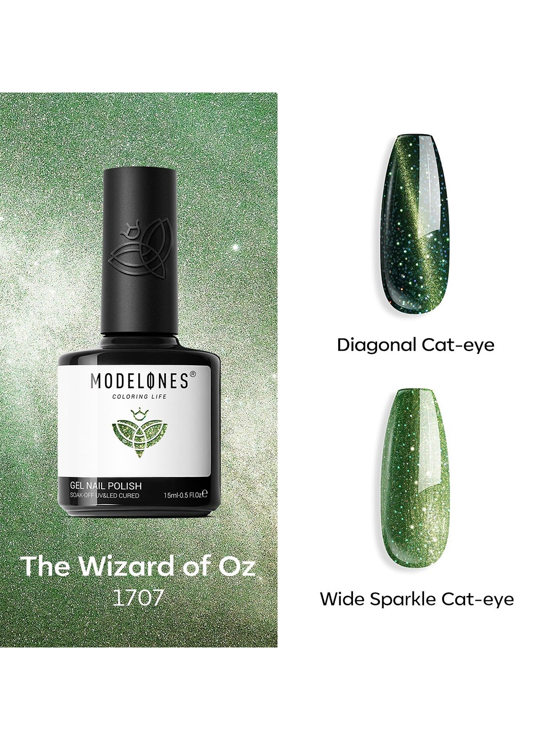 

Modelones Soak Off UV & LED Long Lasting Gel Nail Polish - 15 ml - The Wizard of Oz 1707, Green