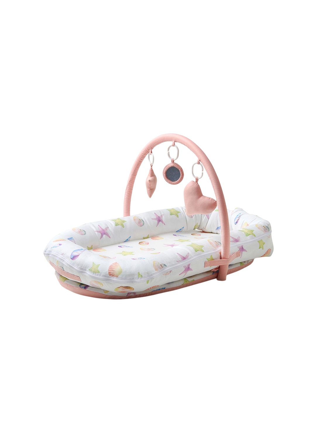 

Fancy Fluff 2-Pcs White & Pink Printed Baby Bed Sets