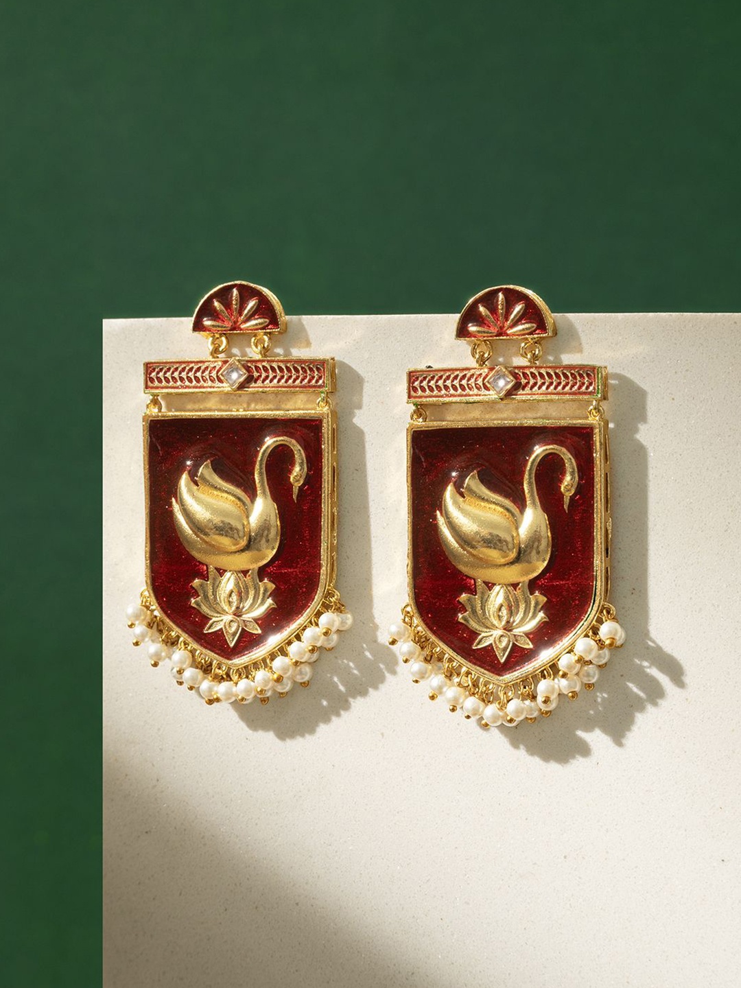 

TEEJH Contemporary Drop Earrings, Maroon
