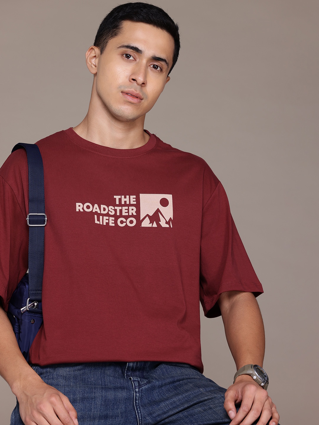 

The Roadster Lifestyle Co. Men Typography Printed Relaxed Fit Pure Cotton T-shirt, Maroon