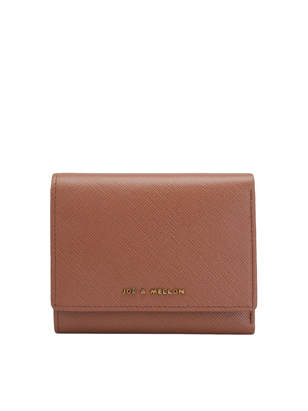 

Joe & Mellon Women Textured Leather Three Fold Wallet, Brown