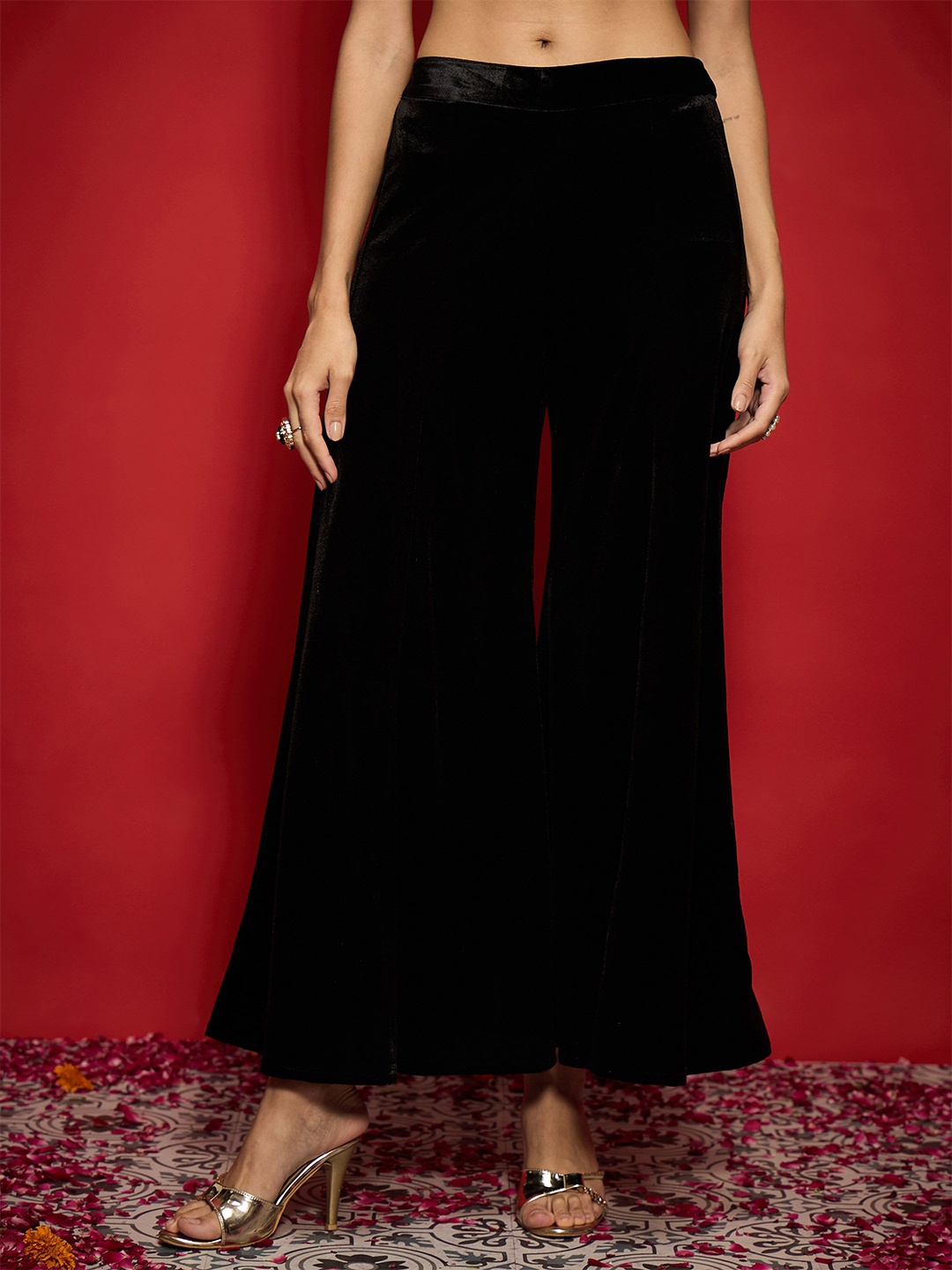 

Shae by SASSAFRAS Women Flared Ethnic Palazzos, Black