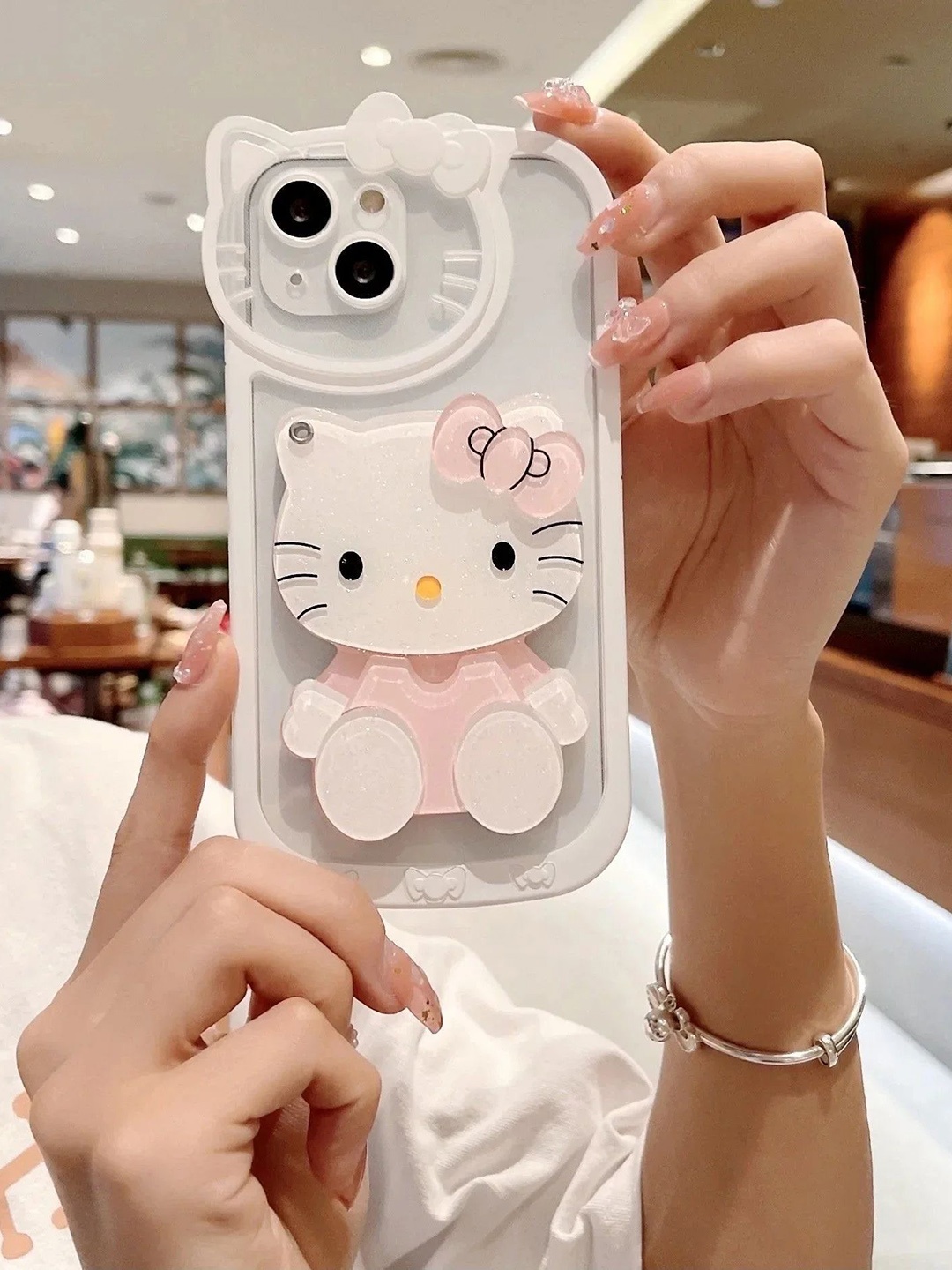 

Luxury Kase Solid Printed iPhone 15 Plus Back Case Mobile Accessories, White