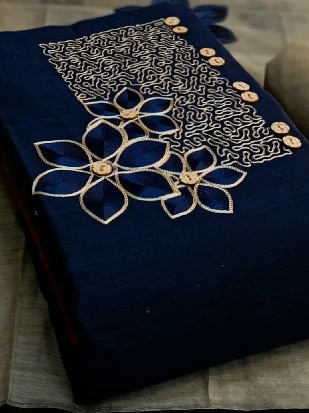 

Suha Unstitched Dress Material, Navy blue
