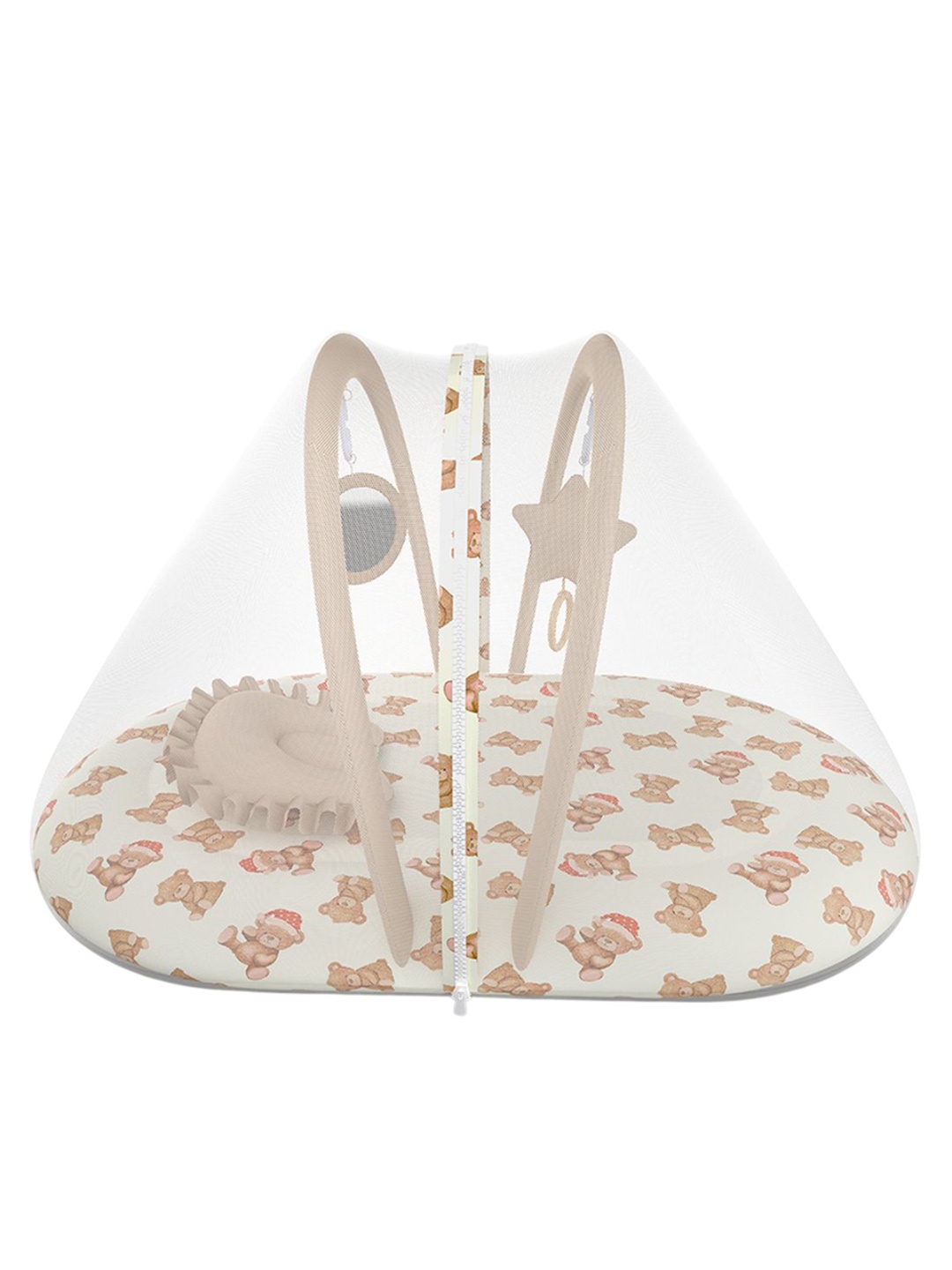 

Fancy Fluff Kids Printed Baby Mosquito Net Bed Set, Beige