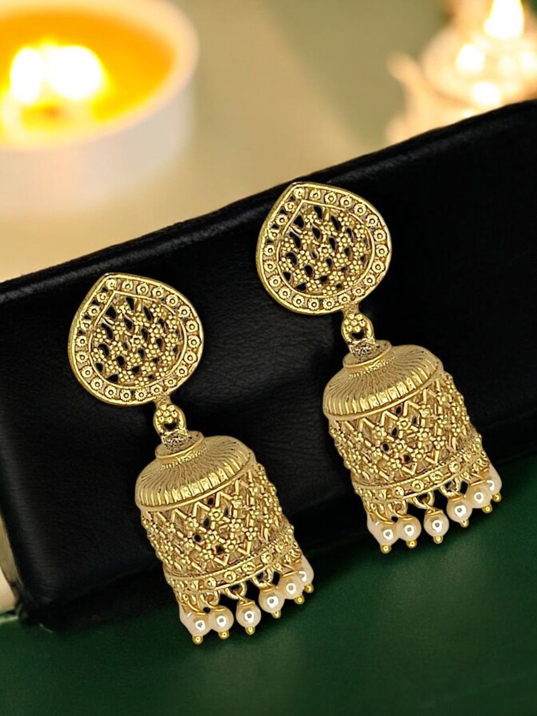 

FEMMIBELLA Dome Shaped Jhumkas Earrings, Gold