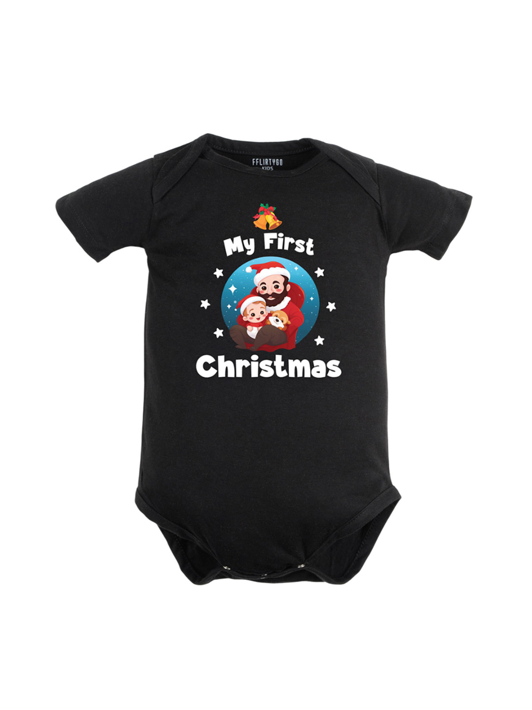 

FFLIRTYGO Infants Printed Cotton Bodysuit, Black