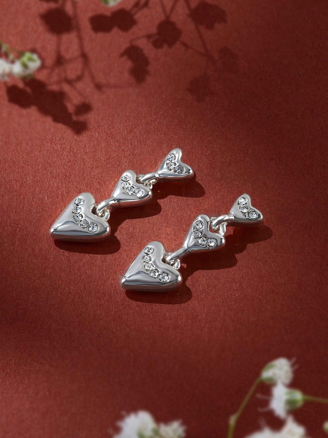 

Accessorize Heart Shaped Drop Earrings, Silver