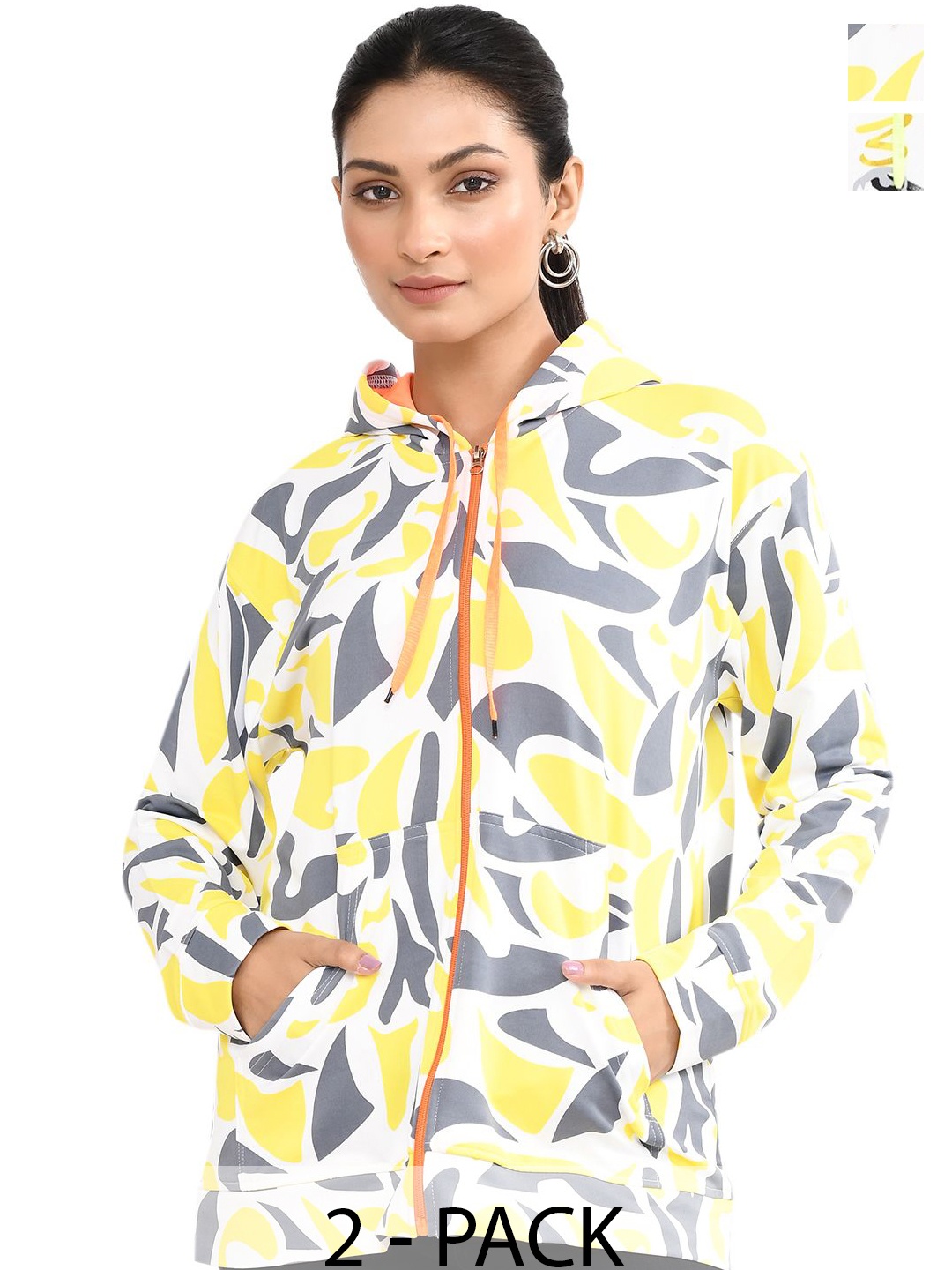 

RAPL Women Printed Hooded Sweatshirt, Yellow