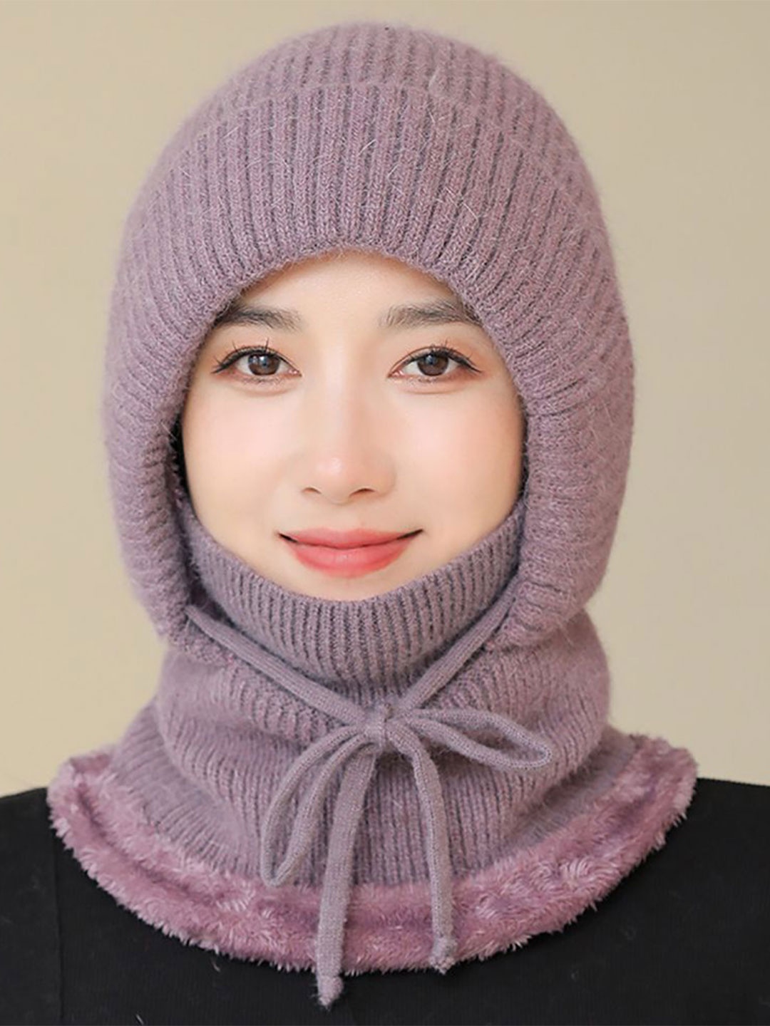 

StyleCast x Revolte Women Self Design Balaclava, Mauve