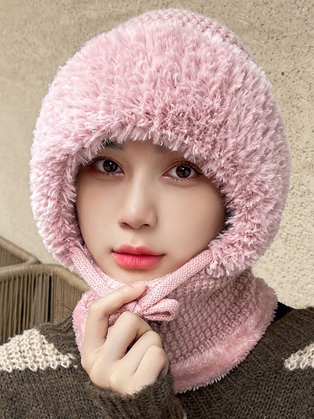 

StyleCast x Revolte Women Self Design Casual Balaclava Caps, Pink