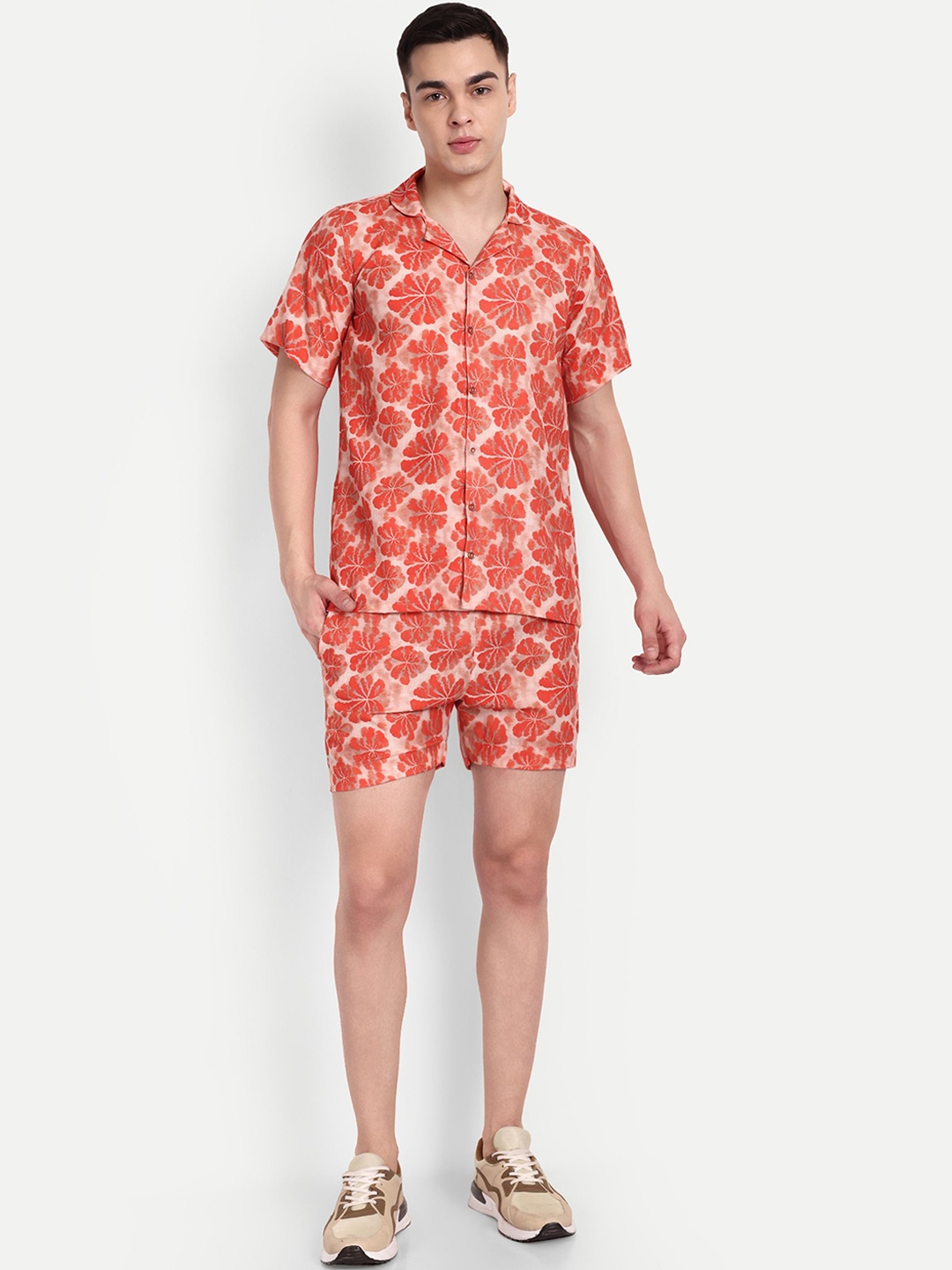 

TILISM Printed Short Sleeves Pure Cotton Co-Ords, Orange