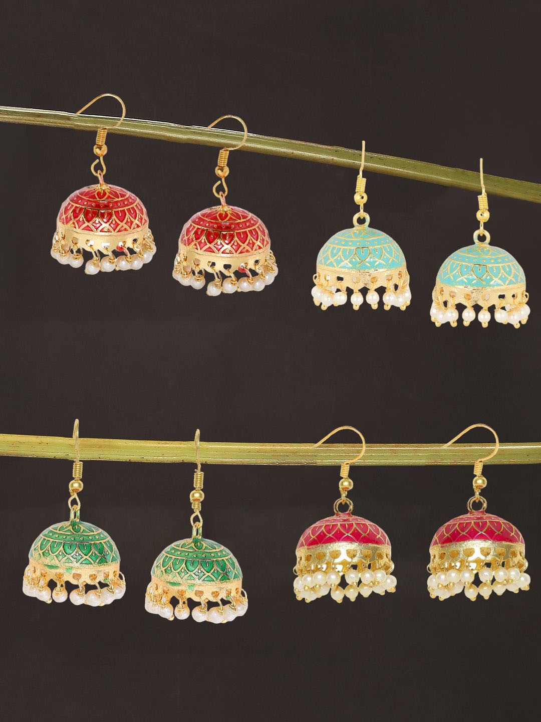 

Anouk Dome Shaped Jhumkas Earrings, Green
