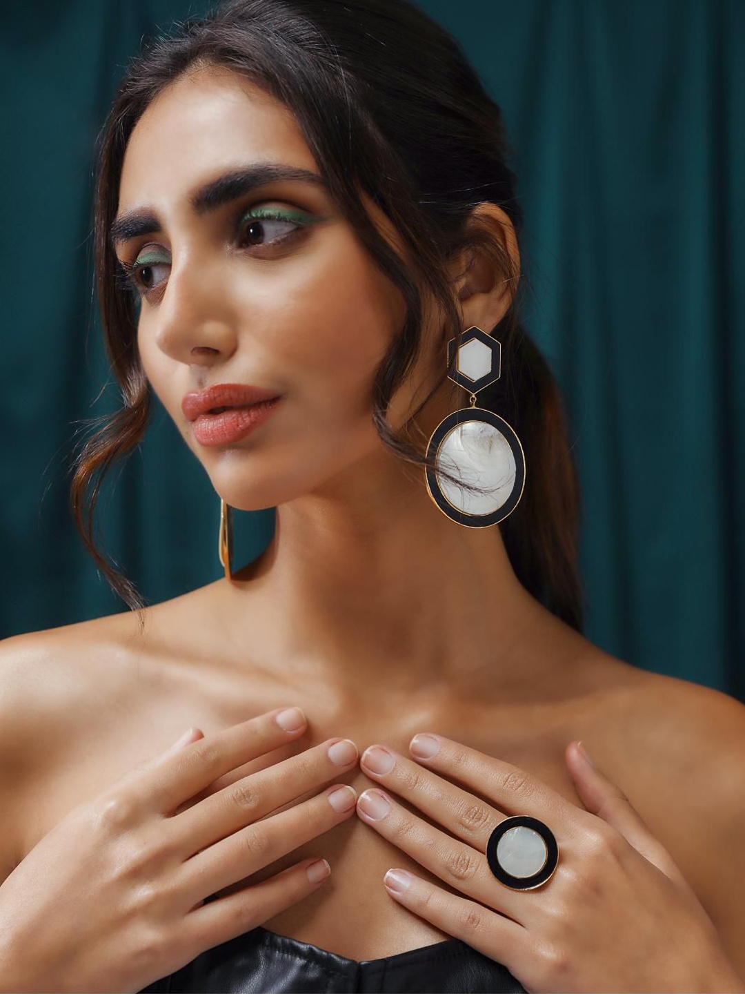 

Varnika Arora Geometric Drop Earrings, White