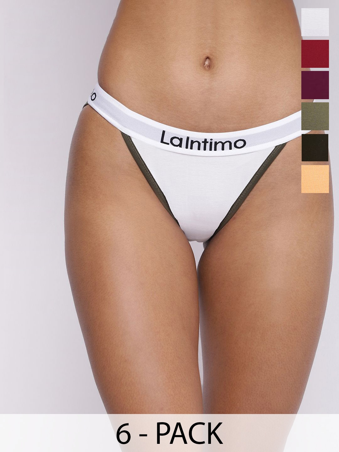 

La Intimo Women Pack Of 6 Low-Rise Bikini Briefs, Black