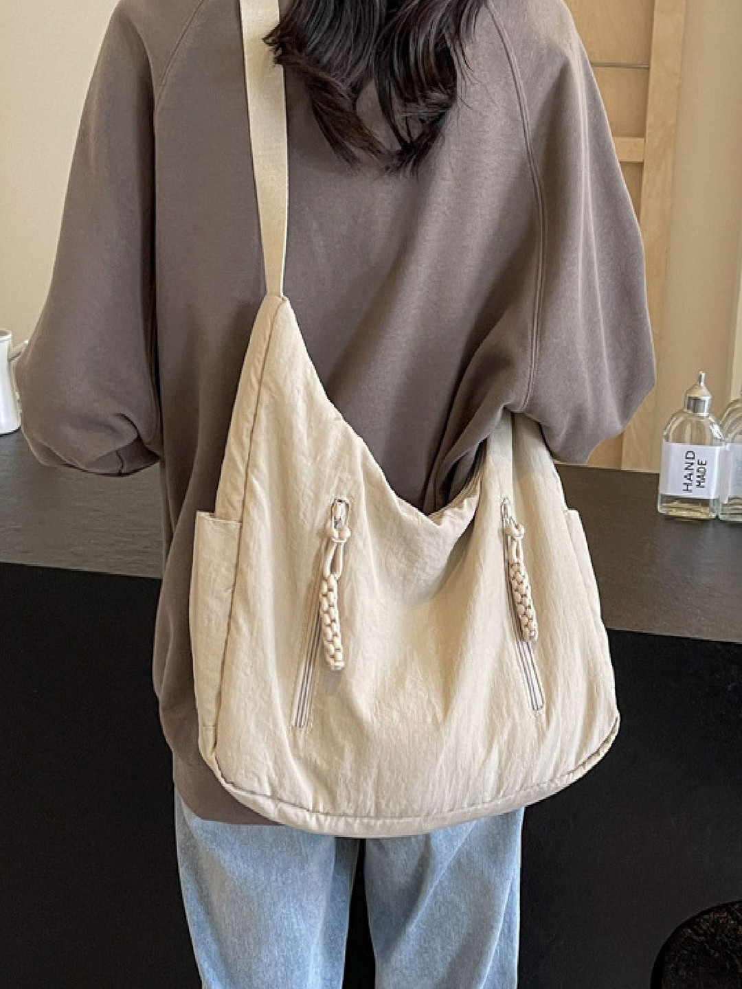 

StyleCast Beige Structured Casual Crossbody Bag