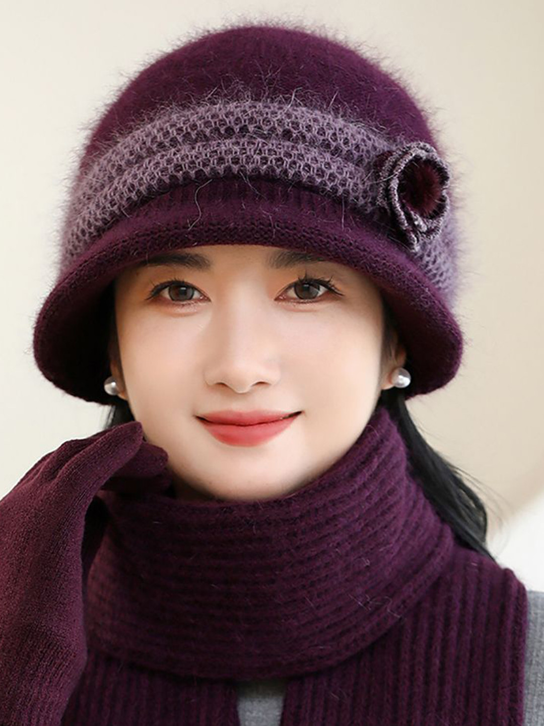 

StyleCast x Revolte Women Self Design Beanie, Purple