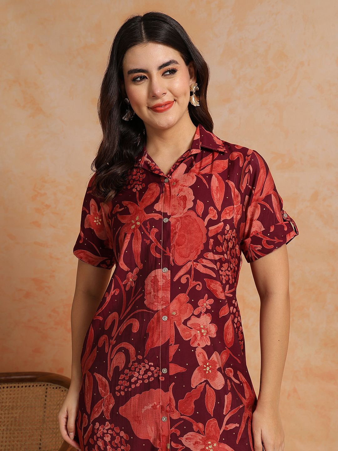

Anouk Women Ethnic Motifs Printed A-Line Dress, Red