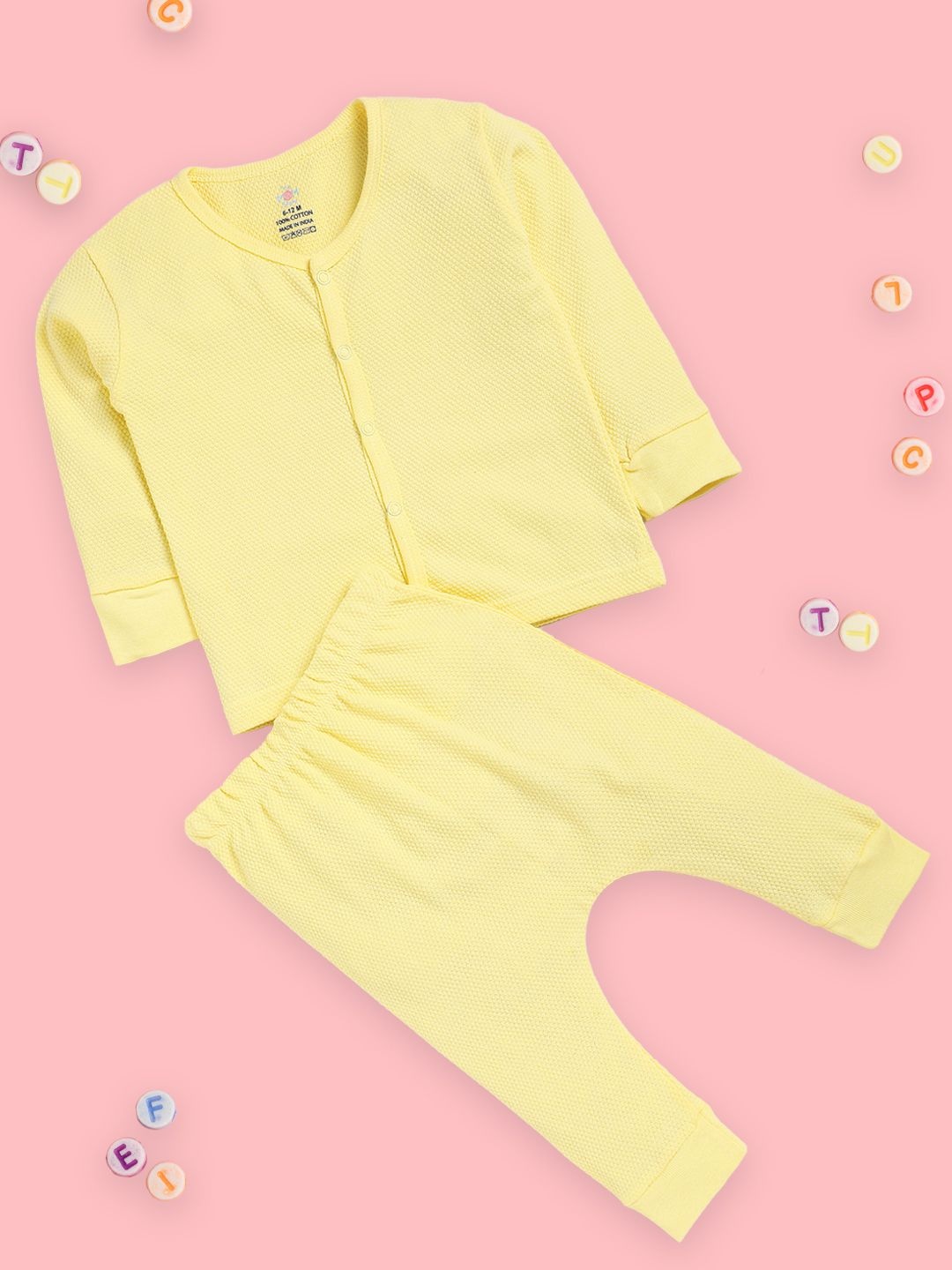 

The Mom Store Unisex Kids Top with Pyjamas, Yellow