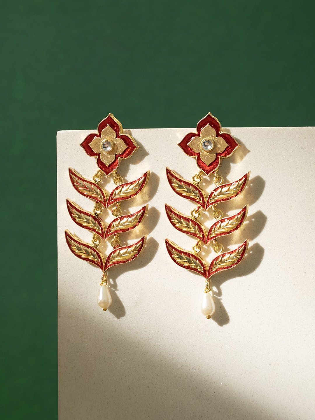

TEEJH Contemporary Drop Earrings, Maroon