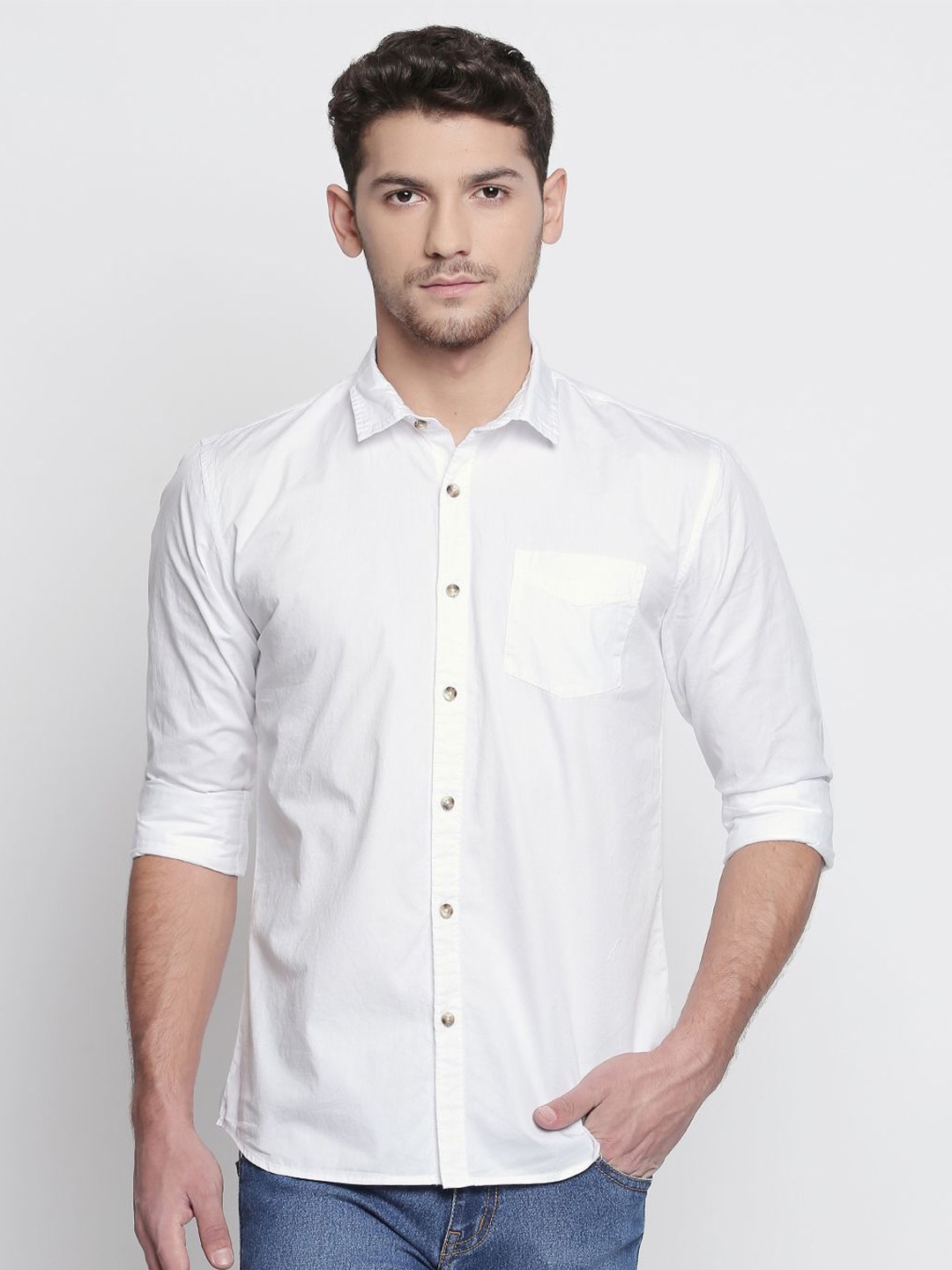 

ROLLER FASHIONS Men Slim Fit Opaque Casual Shirt, White