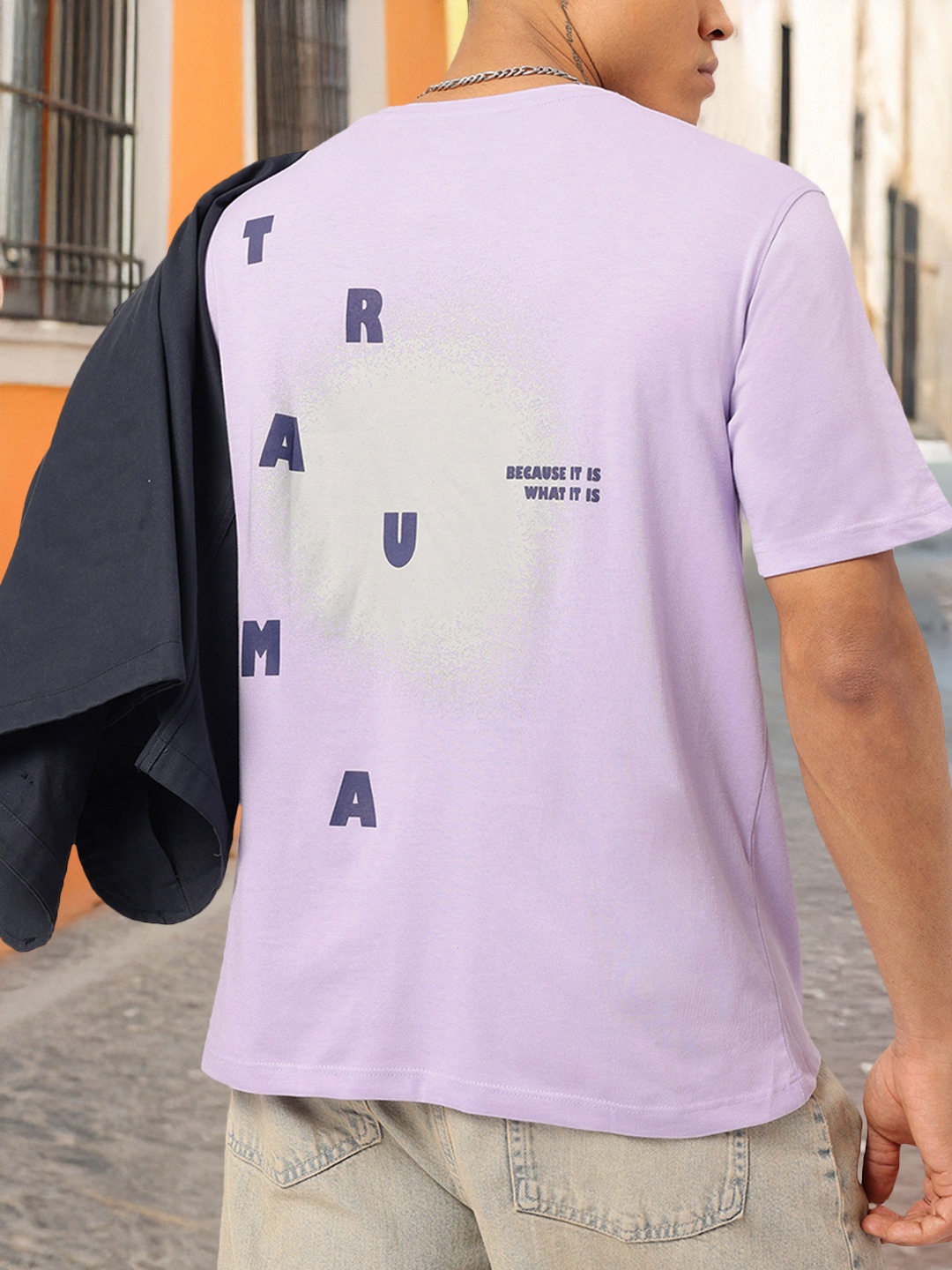 

Kook N Keech Stylish LaidBack-Fit Typo Printed Relaxed Tee, Lavender