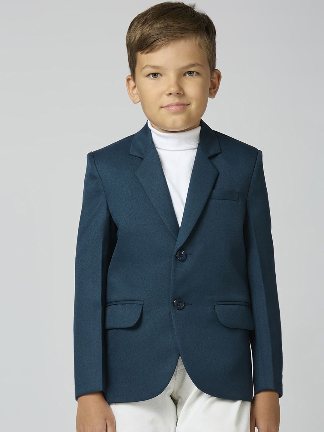 

YK Boys Slim Fit Long Sleeve Single Breasted Elegance Blazer, Green