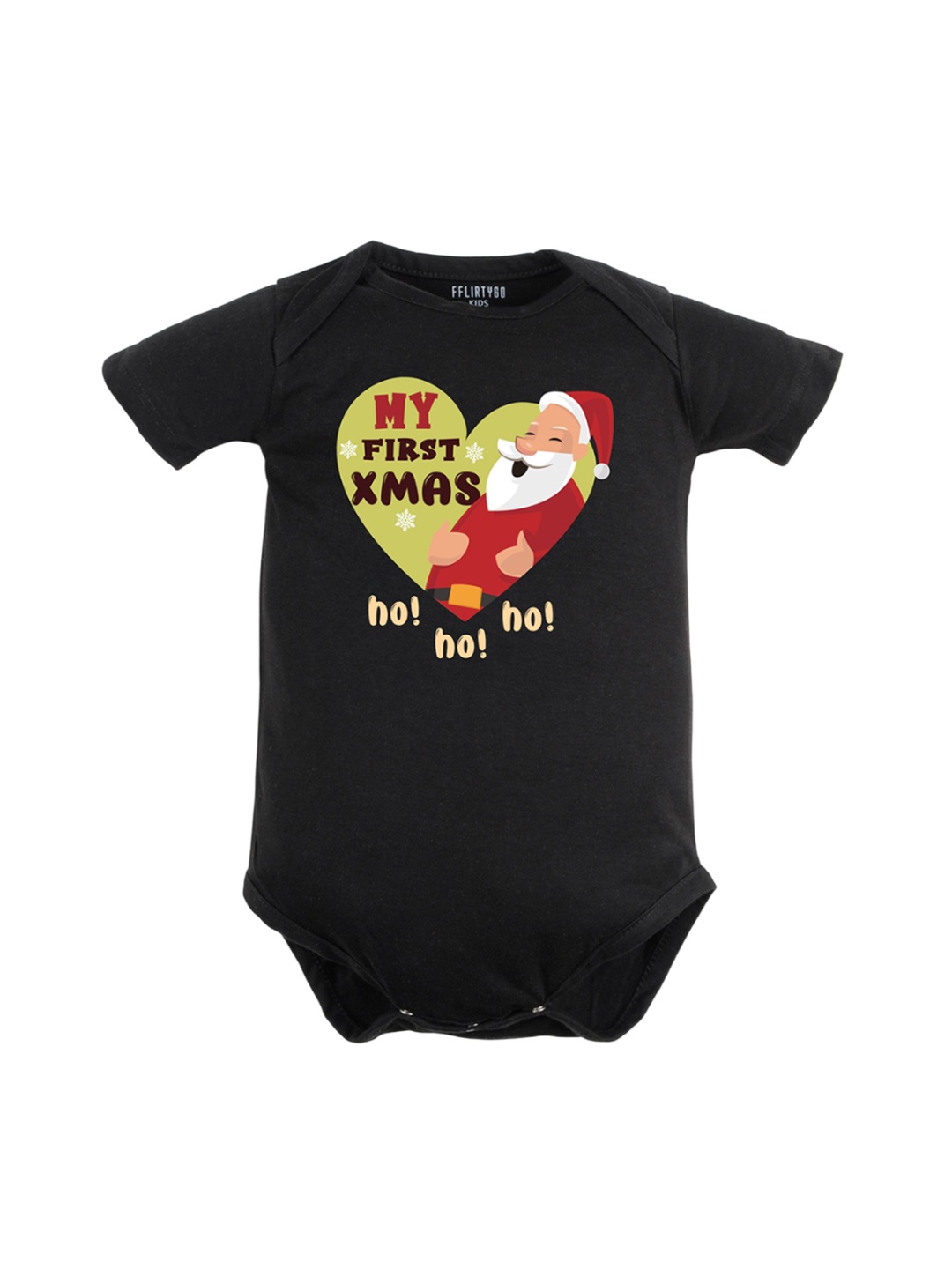 

FFLIRTYGO Infants Printed Pure Cotton Bodysuit, Black