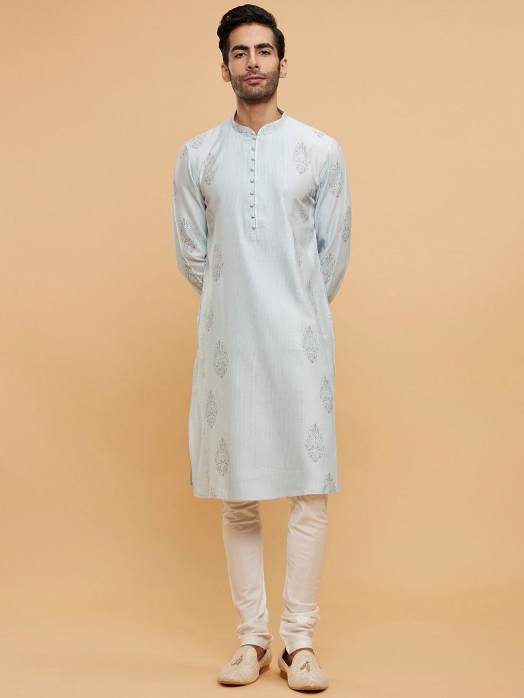 

Twamev Men Regular Kurta with Churidar, Grey