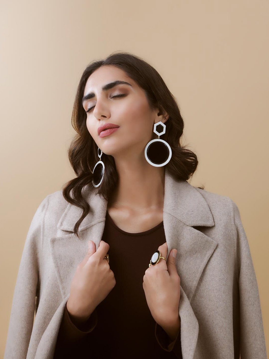 

Varnika Arora Geometric Drop Earrings, Black