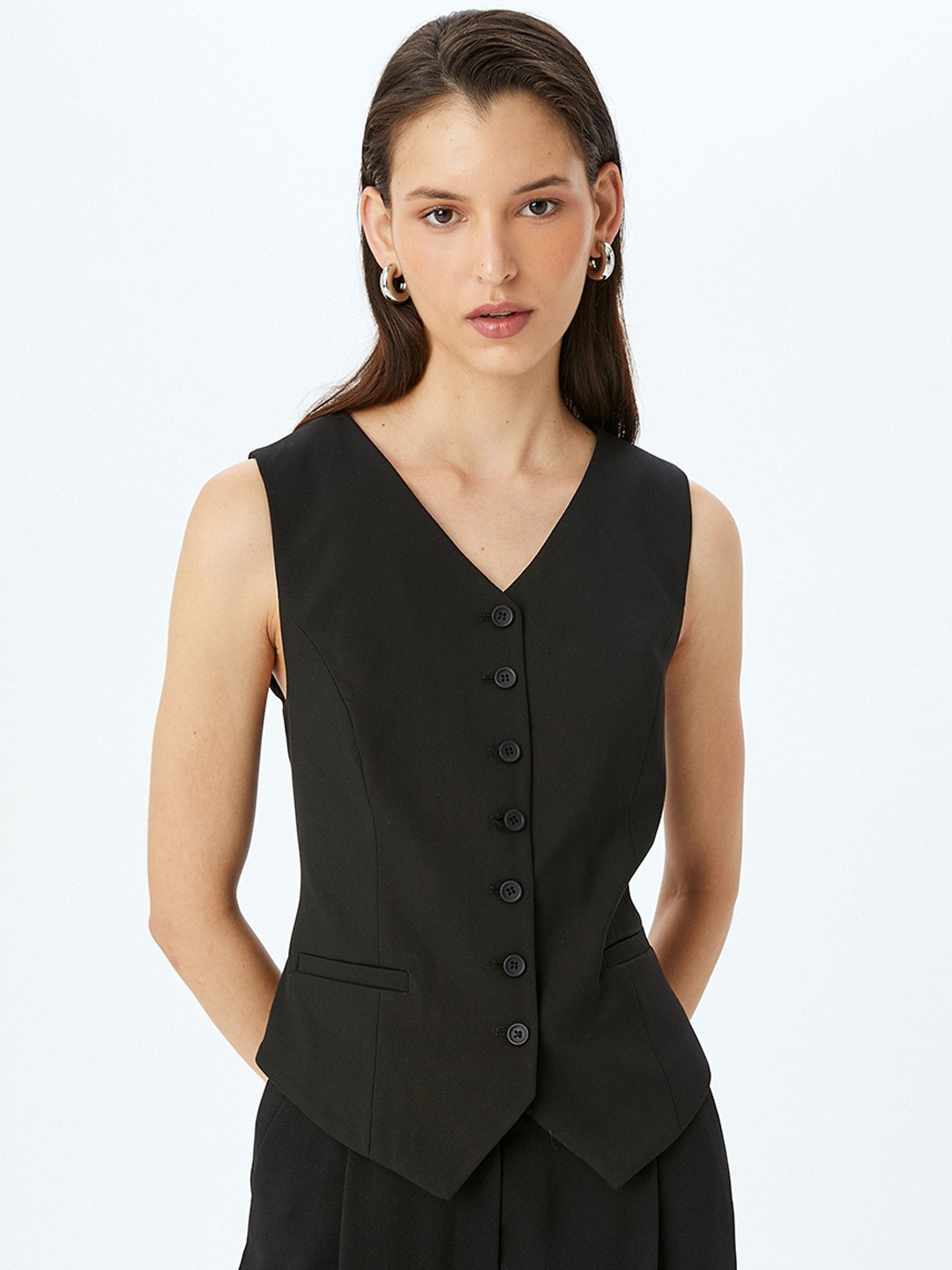 

Koton Women Sleeveless Waistcoat, Black